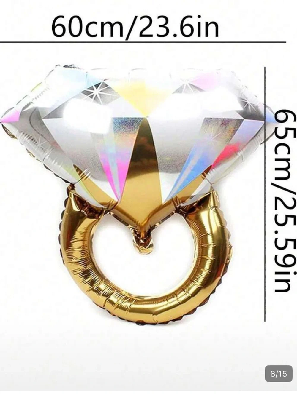 Pack of 5 NEW Diamond Ring Mylar Balloons